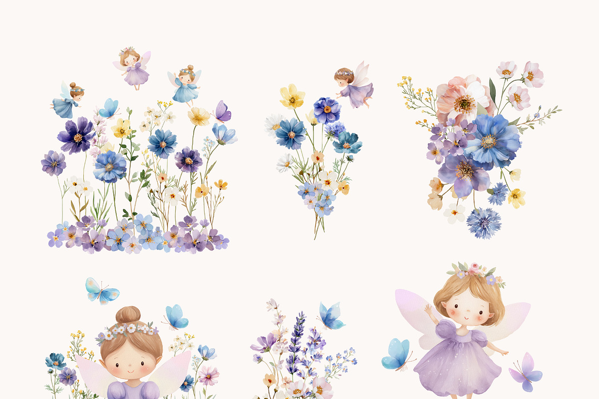 Blue & Purple Wildflowers and Fairie, a Decorative Illustration by OKArtHub (Photo 5 of 12)