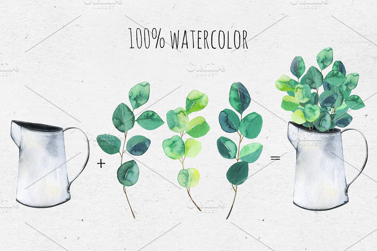 Cute eucalyptus mini set, a Decorative Illustration by Maria's little shop (Photo 2 of 7)