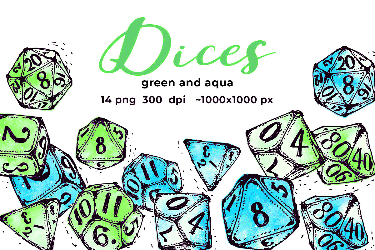 Green and aqua dices, an Object Graphic by Scarlet Island