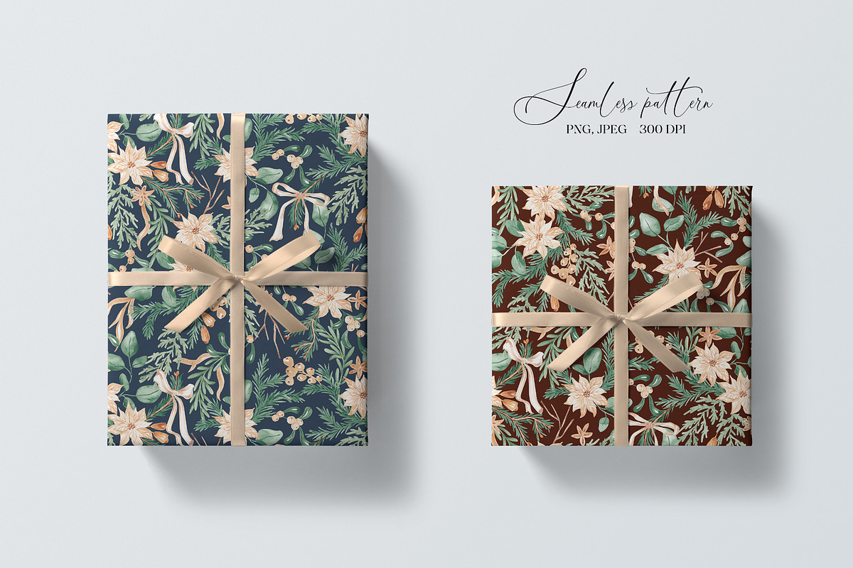 Festive Christmas Botanical Pattern, a Pattern Graphic by SirenaArt (Photo 4 of 15)