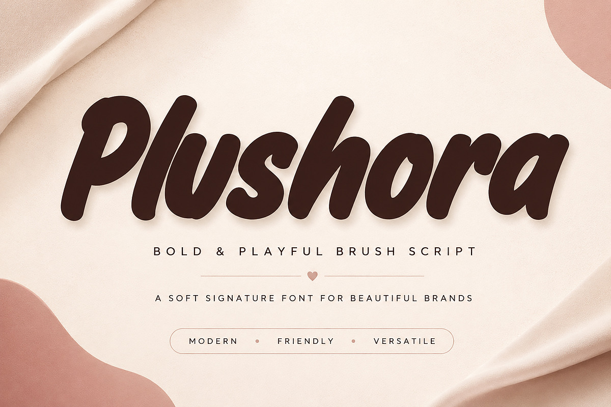 Plushora – Bold Script Font, a Script Font by Wow Magic (Photo 1 of 5)