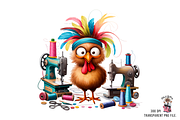 Funny Chicken Seamstress PNG Bundle, a Graphic by Clipart Bloom (Thumbnail 6 of 16)