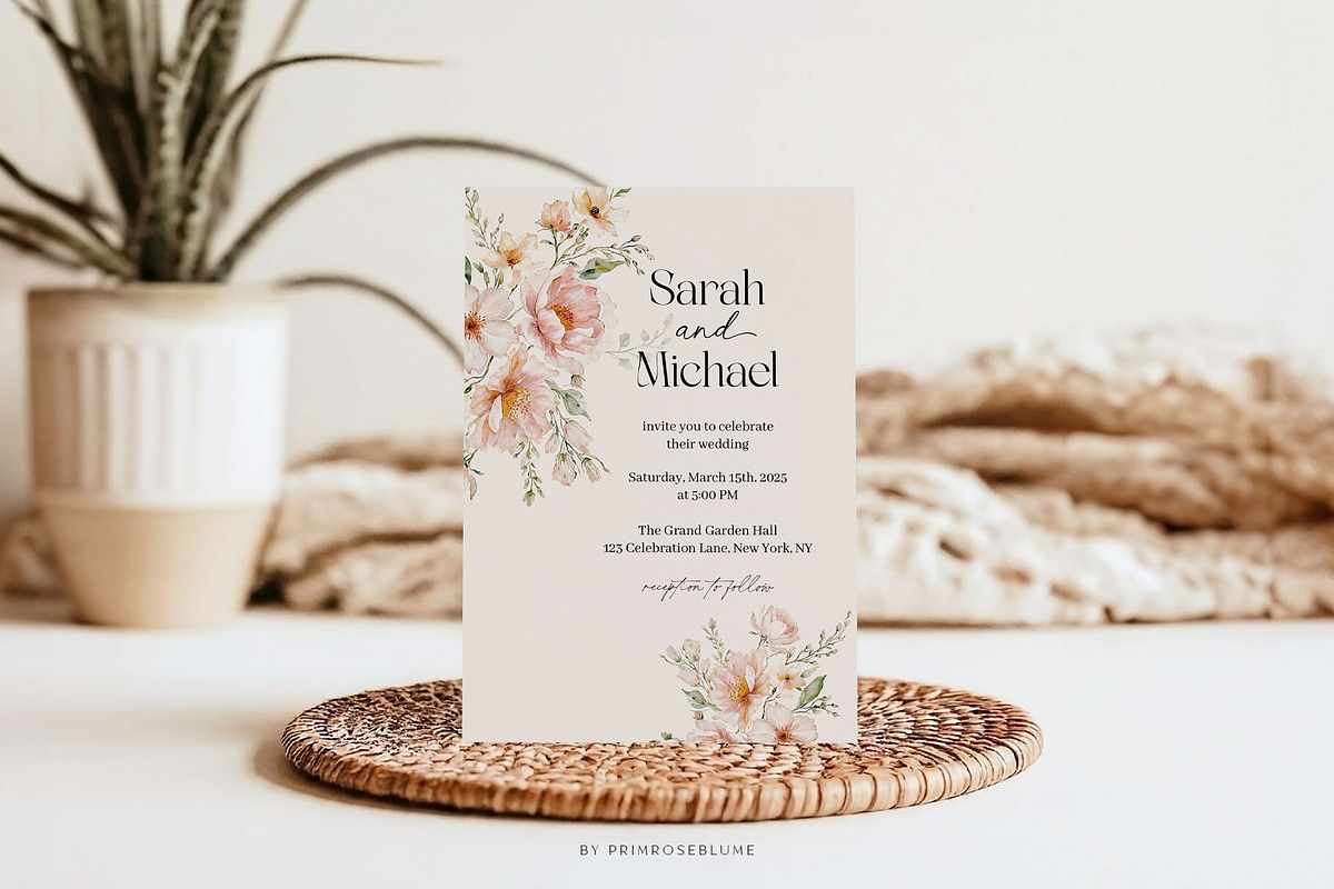 Soft Peach Watercolor Floral Clipart, a Decorative Illustration by Primrose Blume (Photo 5 of 6)