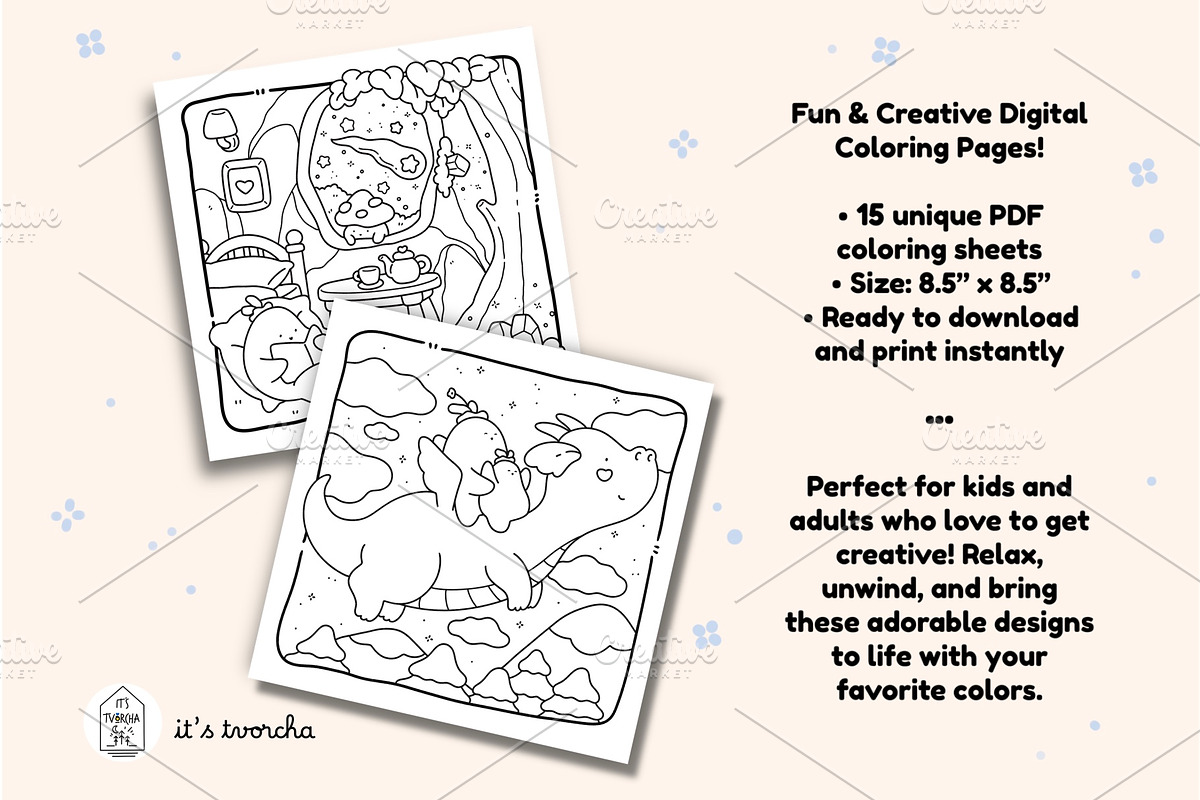 Cozy Spaces – Cute & Relaxing Digita, an Animal Illustration by Bold & Easy Coloring Book (Photo 2 of 3)