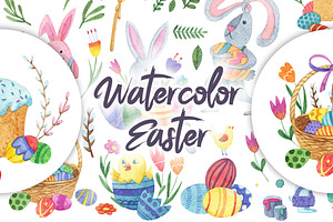 Watercolor bright Easter
