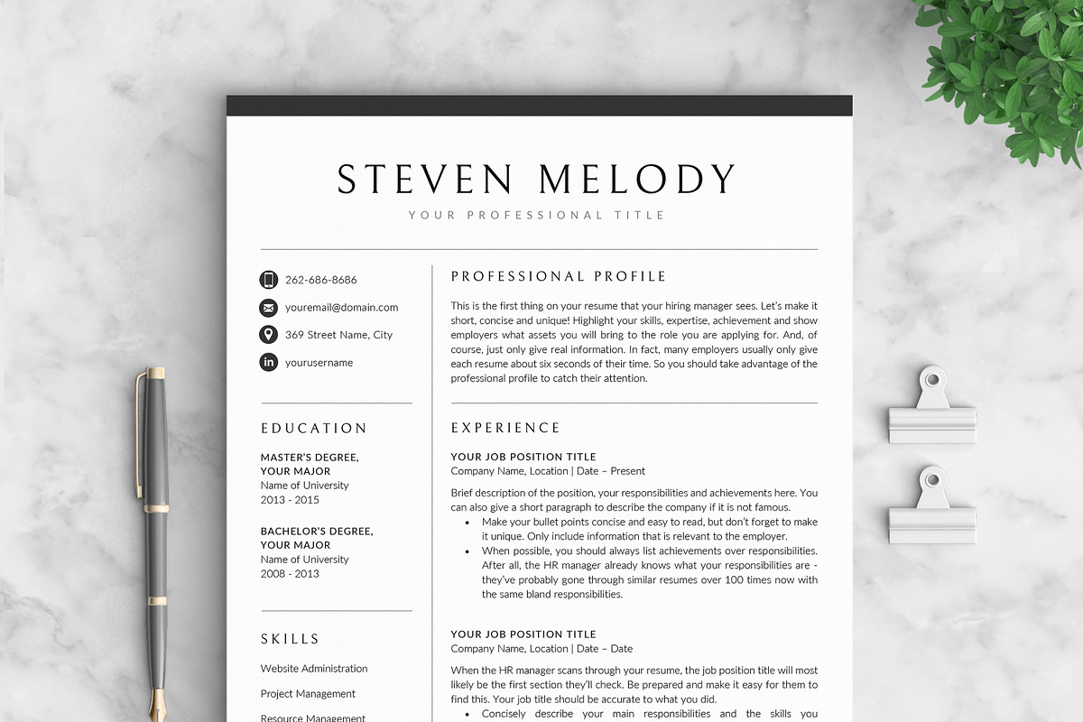 Resume/CV - The Melody, a Resume Template by CreativeLandStudio (Photo 3 of 9)