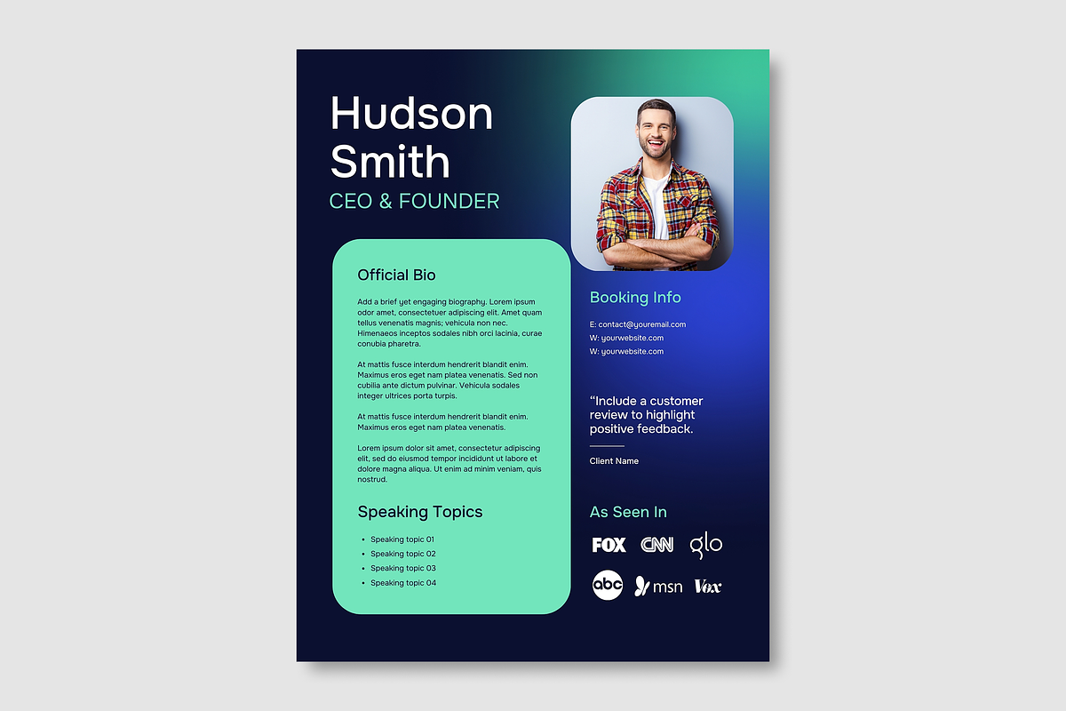 Hudson Speaker Sheet Canva Template