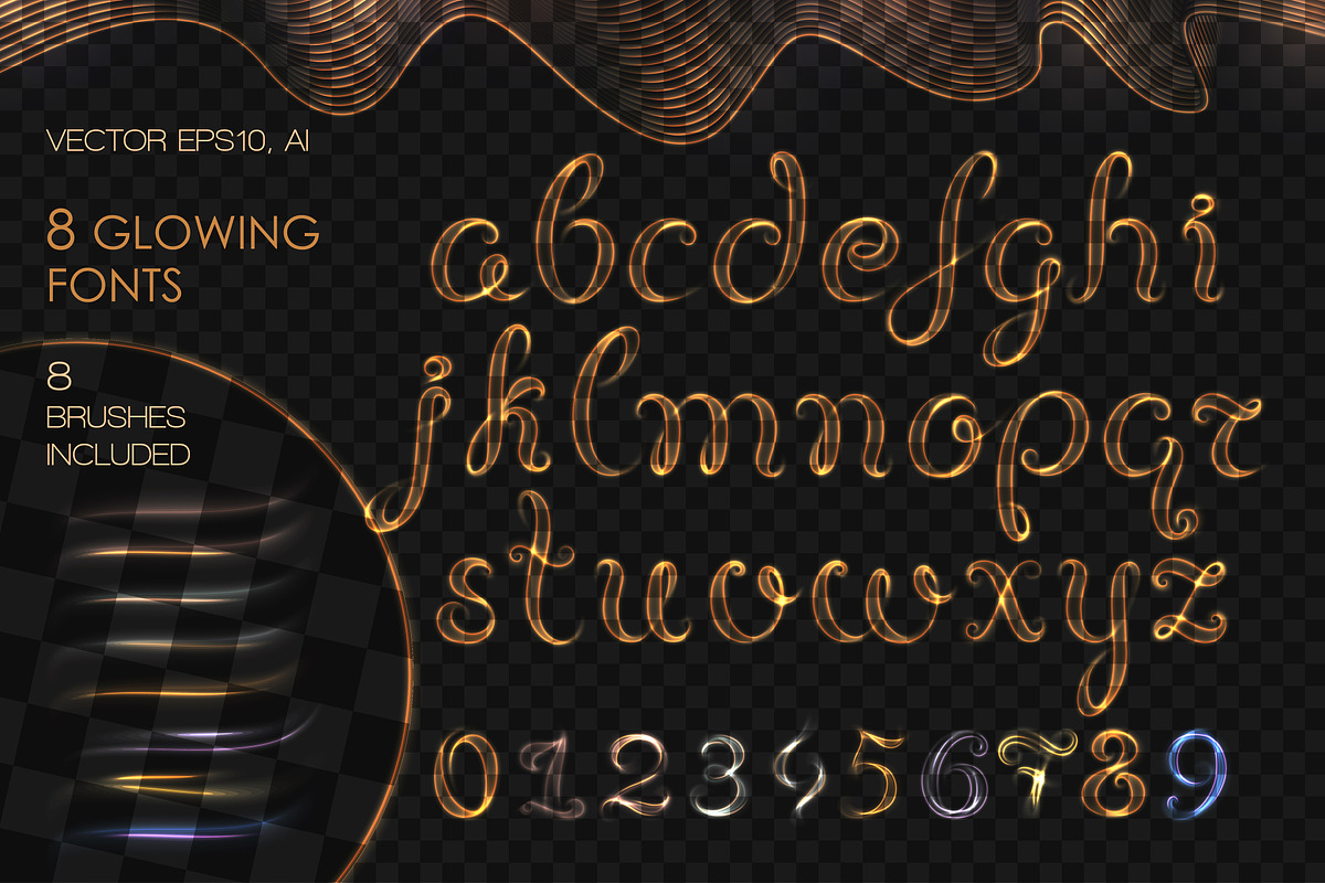 8 GLOWING METAL FONTS / 8 BRUSHES preview 2