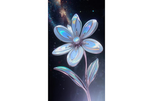 Futuristic holographic flower with, an Illustration by tilialucida