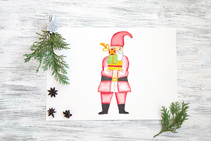 Christmas Santa Watercolor Clipart