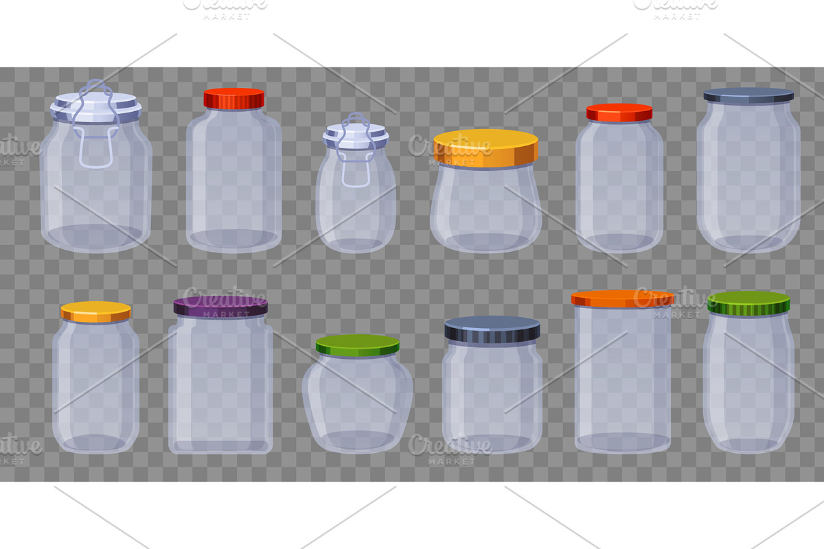 Set glass jars. Different forms, a Food Illustration by YummyBuum