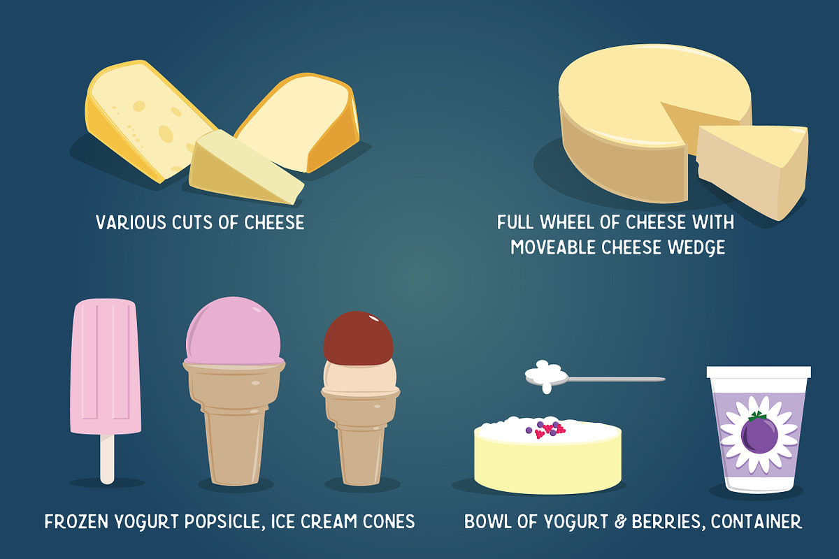 Cartoon Illustrated Dairy Foods, a Food Illustration by Rainy City Press (Photo 3 of 3)