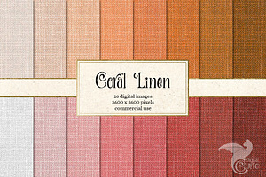 Coral Linen Digital Paper Textures