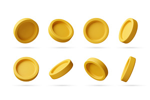 Set of 3d gold coins in different, an Object Illustration by Abscent