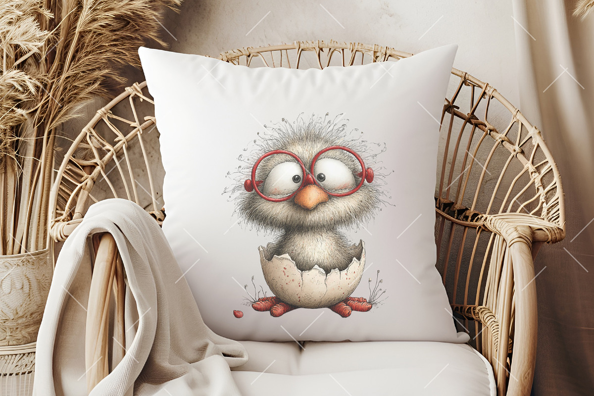 Whimsical Funny Easter Chick Clipart, an Illustration by OK Design (Photo 5 of 6)