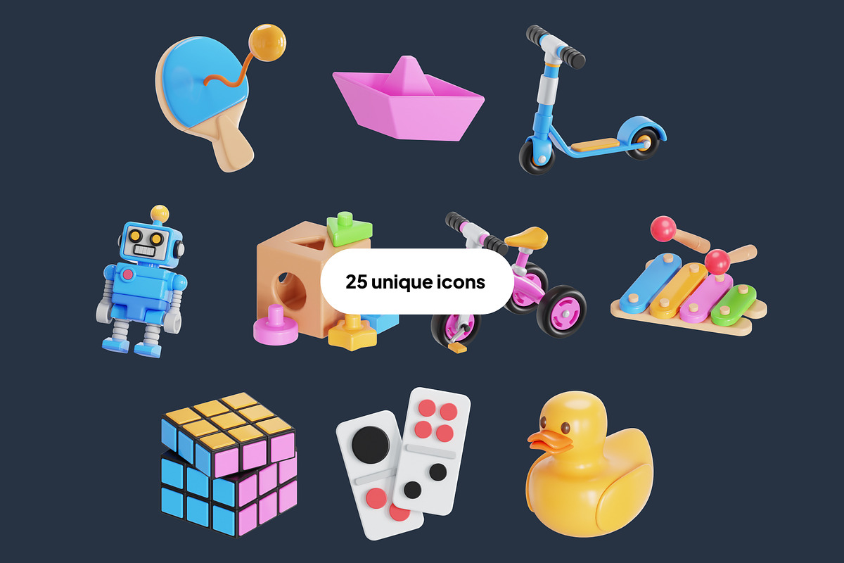 Kids Toys 3D Icon Pack, an Object 3D Model by Nate Studios (Photo 5 of 6)