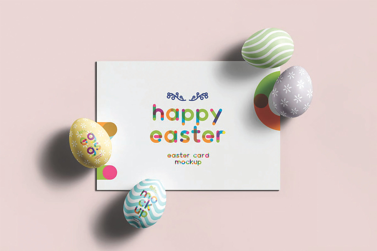 Easter Eggs and Card Mockup, an Advertising Mockup by DesignRushMarket (Photo 3 of 8)