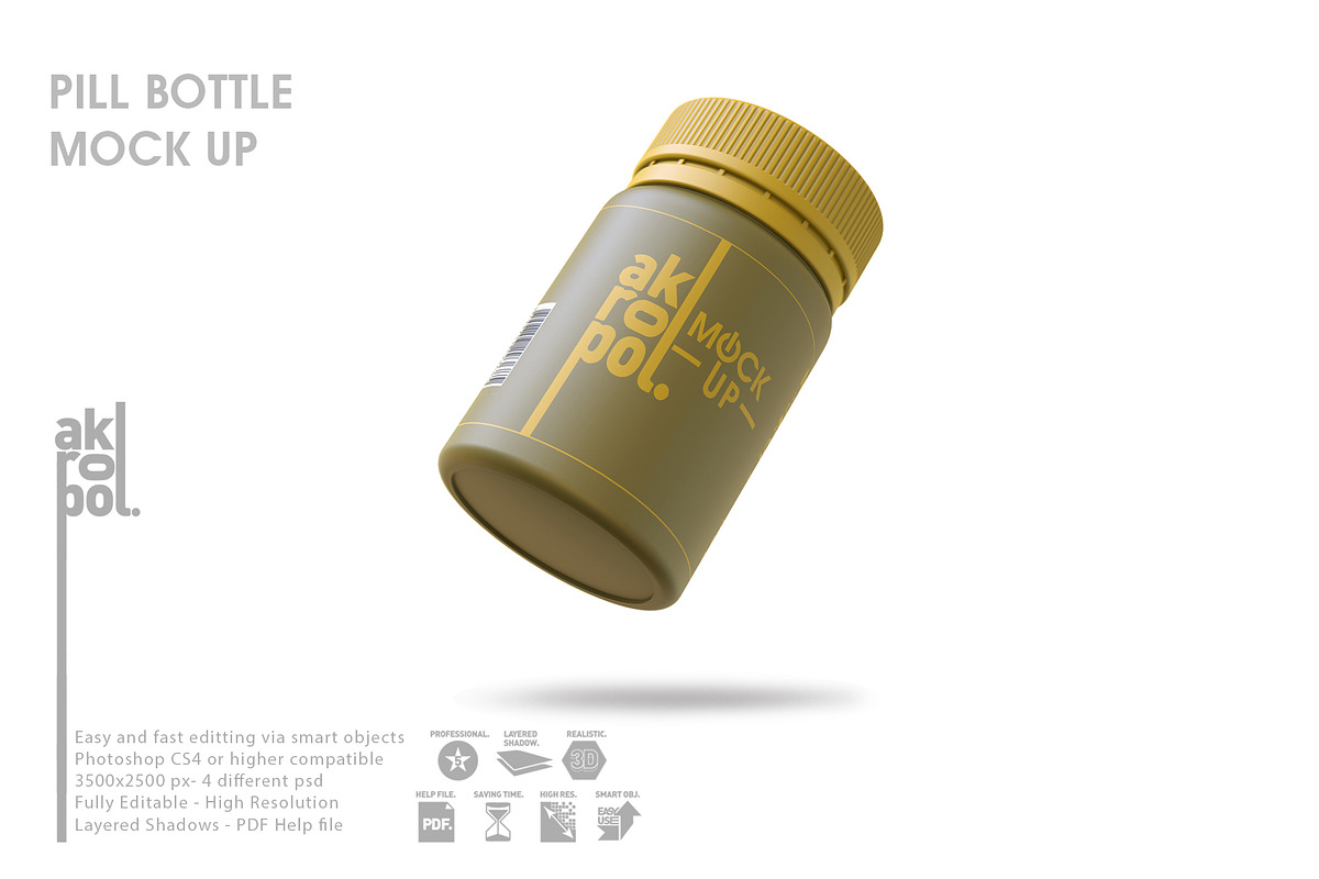Pills Bottle Mockup, a Packaging Mockup by akropol (Photo 2 of 10)