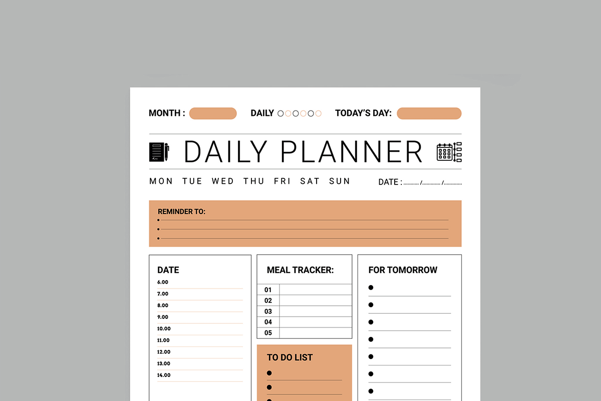 Daily Planner Layout, a Stationery Template by MightyDesign (Photo 4 of 8)