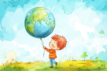 Save the Earth today with a child, a Photo by Pavel_design