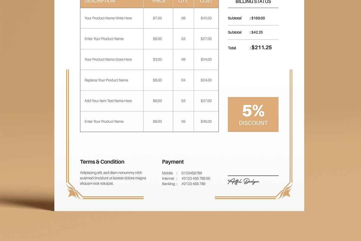 Restaurant Invoice Template, a Stationery Template by MightyDesign (Photo 5 of 8)