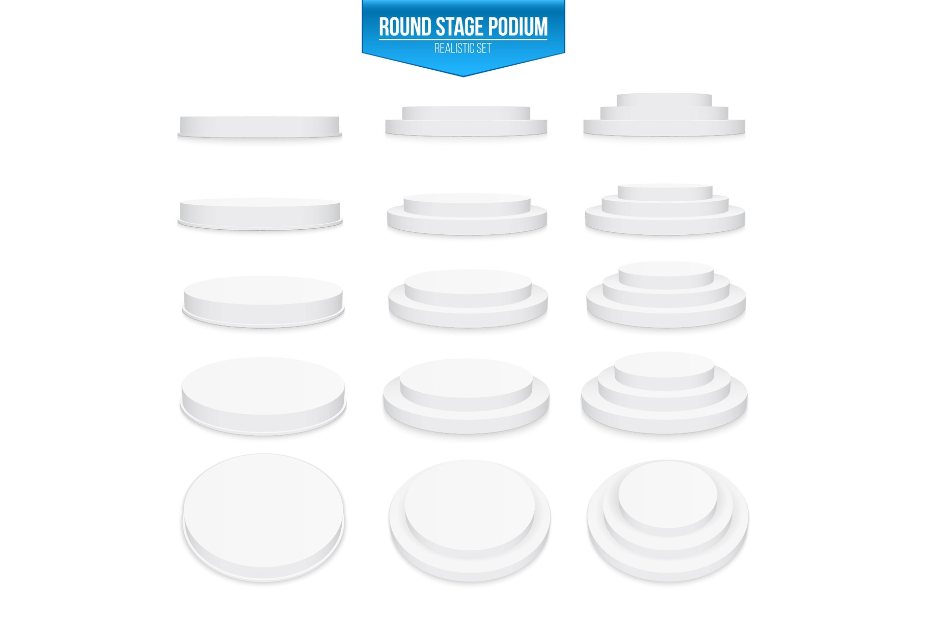 Round Stage Podium Pedestal Set by Happy Vector  Creative Market