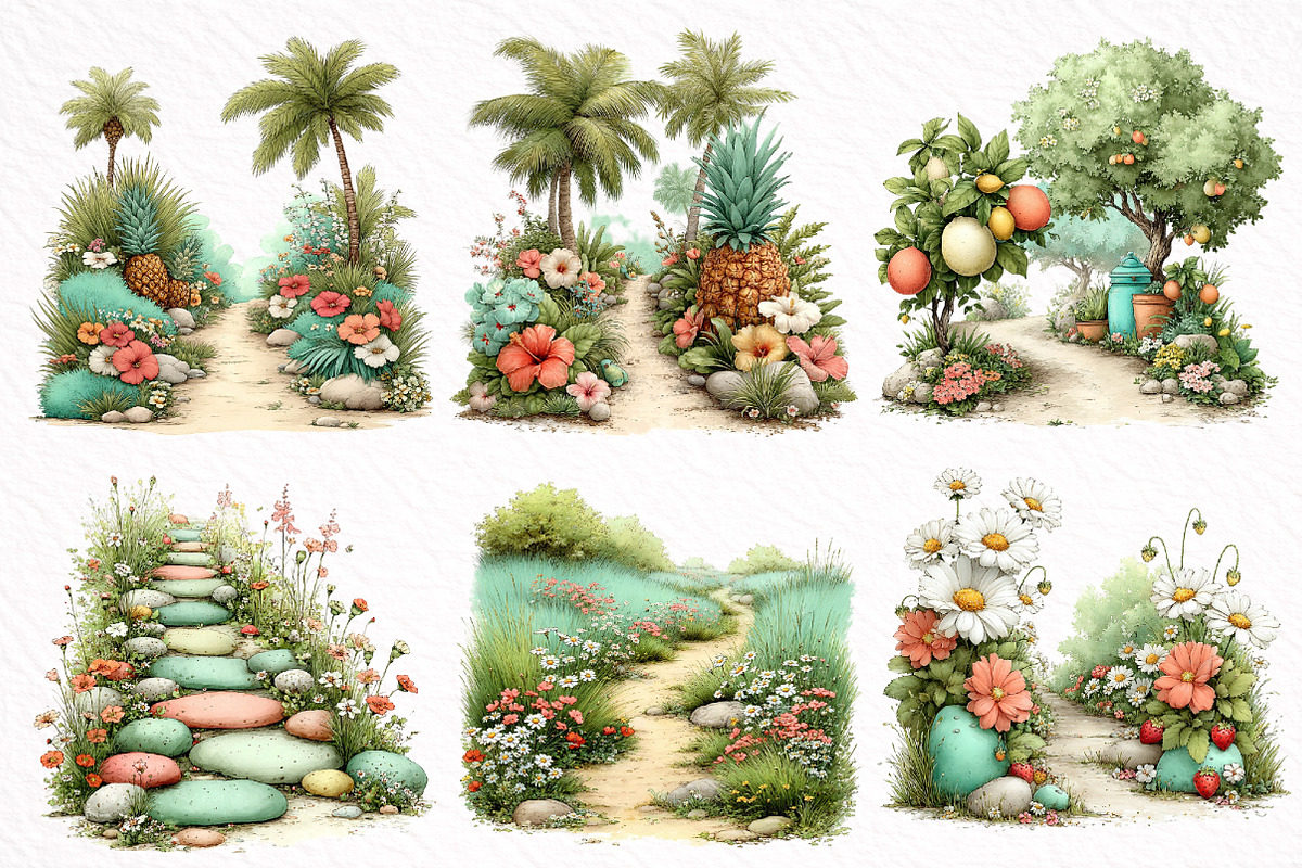 Whimsical Summer Pathway Clipart, an Illustration by DreamArtGraphic (Photo 2 of 8)