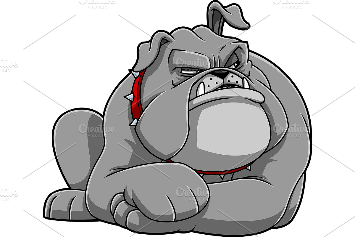 Tough Bulldog Cartoon Character, an Illustration by HitToon