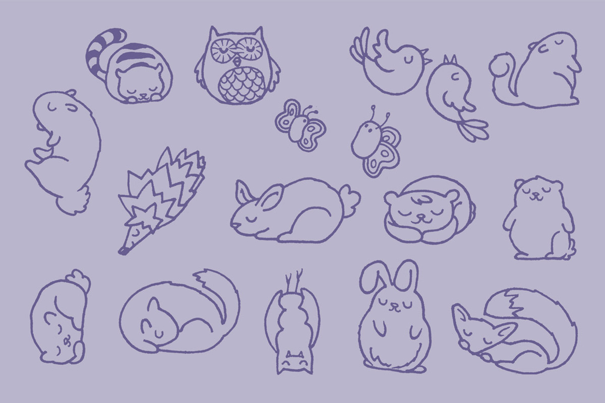 Mega cute sleepy forest animals pack, an Animal Illustration by celandine (Photo 3 of 4)