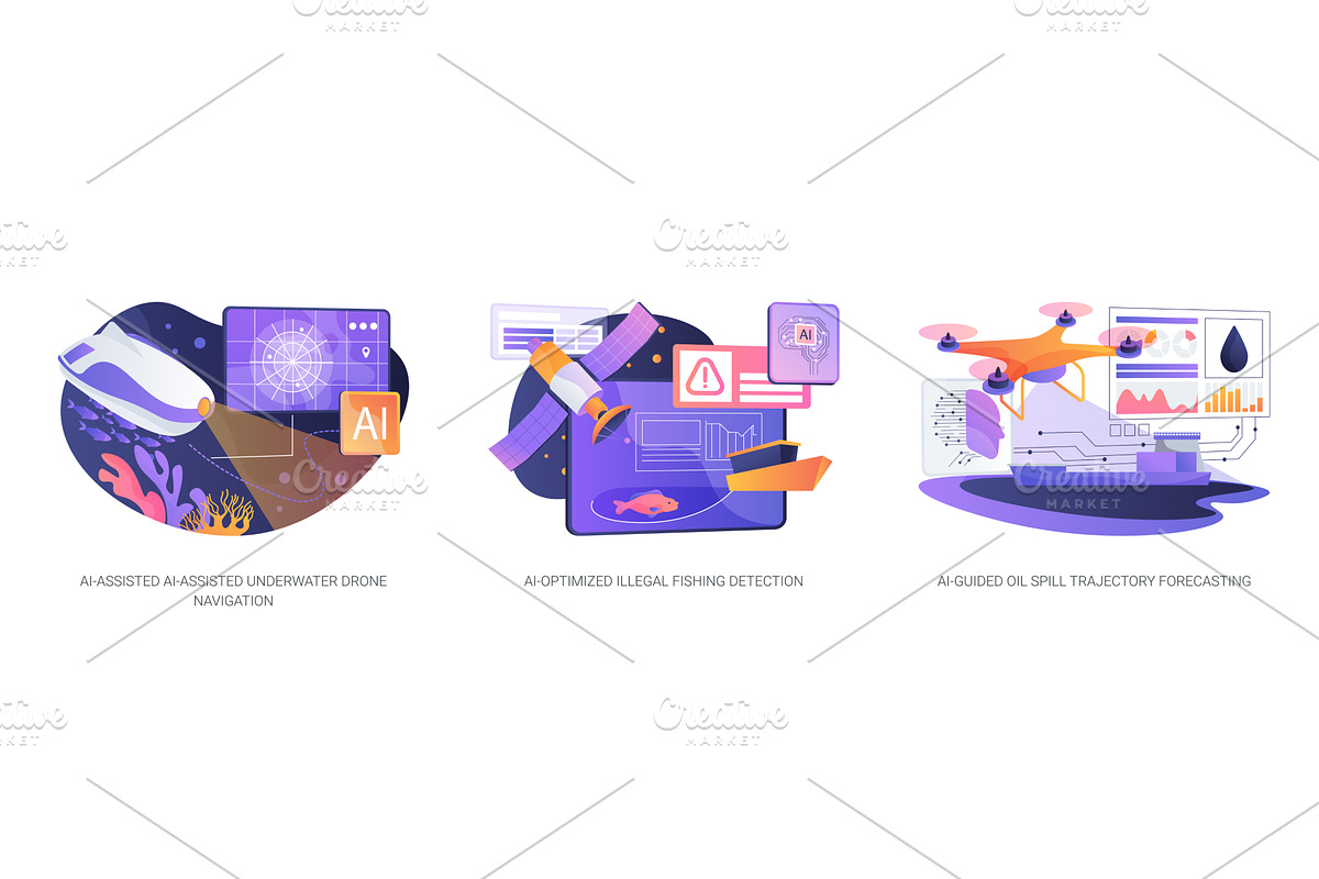 AI-Powered Ocean Monitoring Tools, a Technology Illustration by Visual Generation