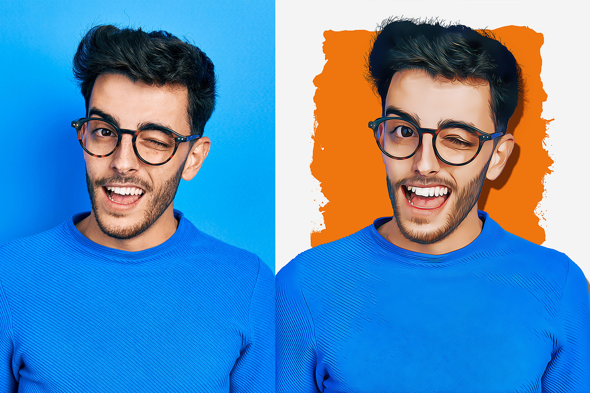 Cartoon funny face vector art effect, an Action Add-On by Shovajit (Photo 7 of 10)