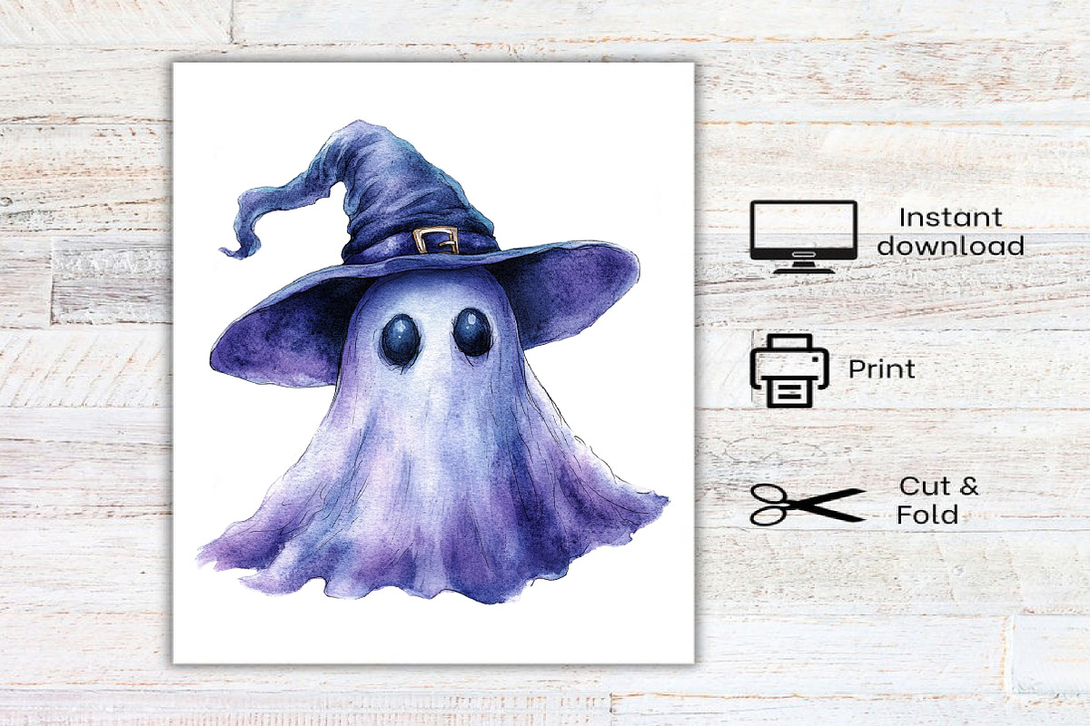 Watercolor Funny Autumn Ghost PNG, a Seasonal Illustration by Canvas Craft (Photo 8 of 8)
