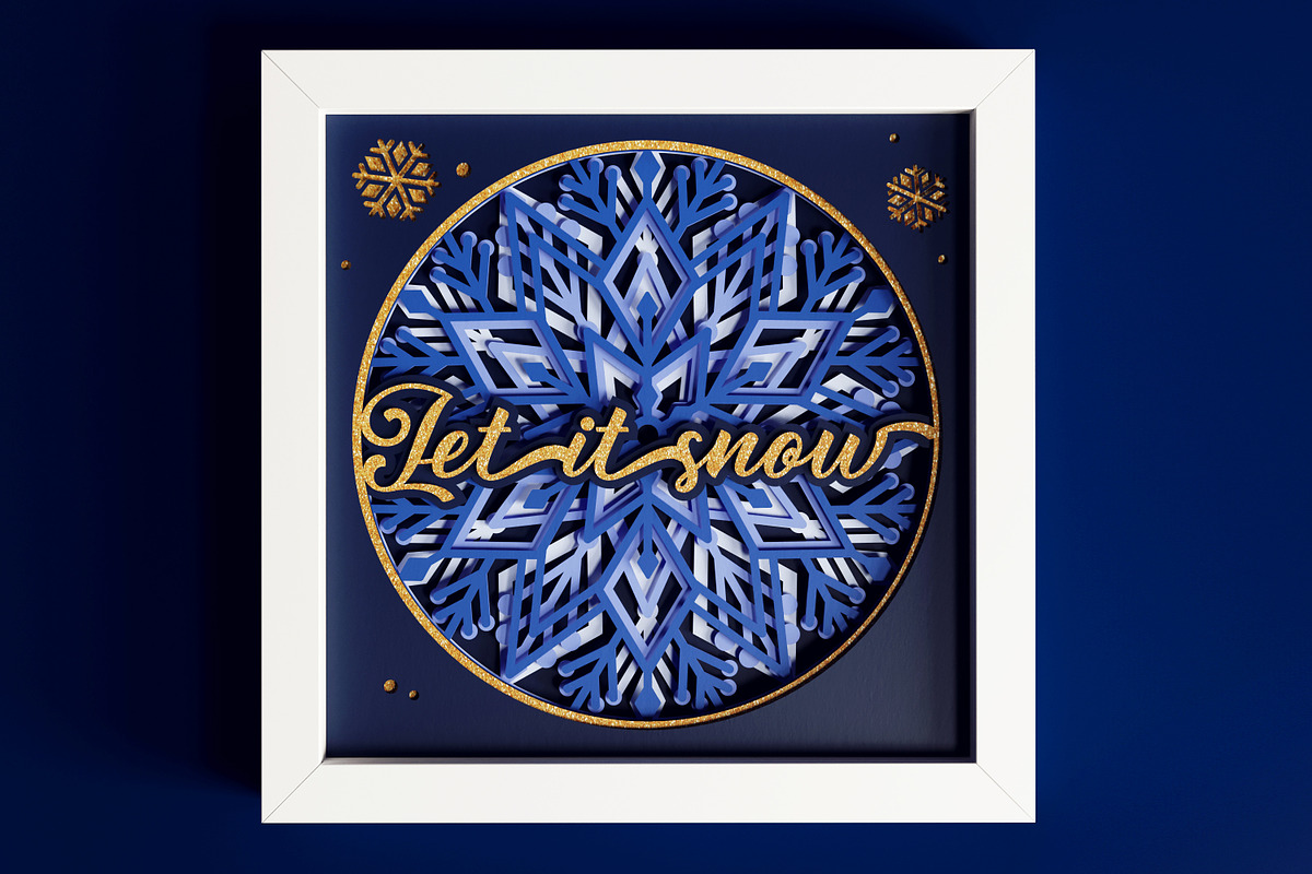 Let it snow SVG 3d Shadowbox, a Seasonal Illustration by CutLeafSvg (Photo 2 of 6)