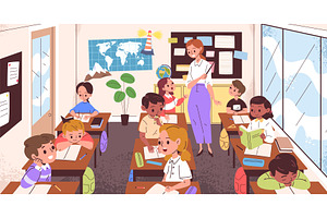 Students classroom desk. School, an Education Illustration by Stock-Smart-Start