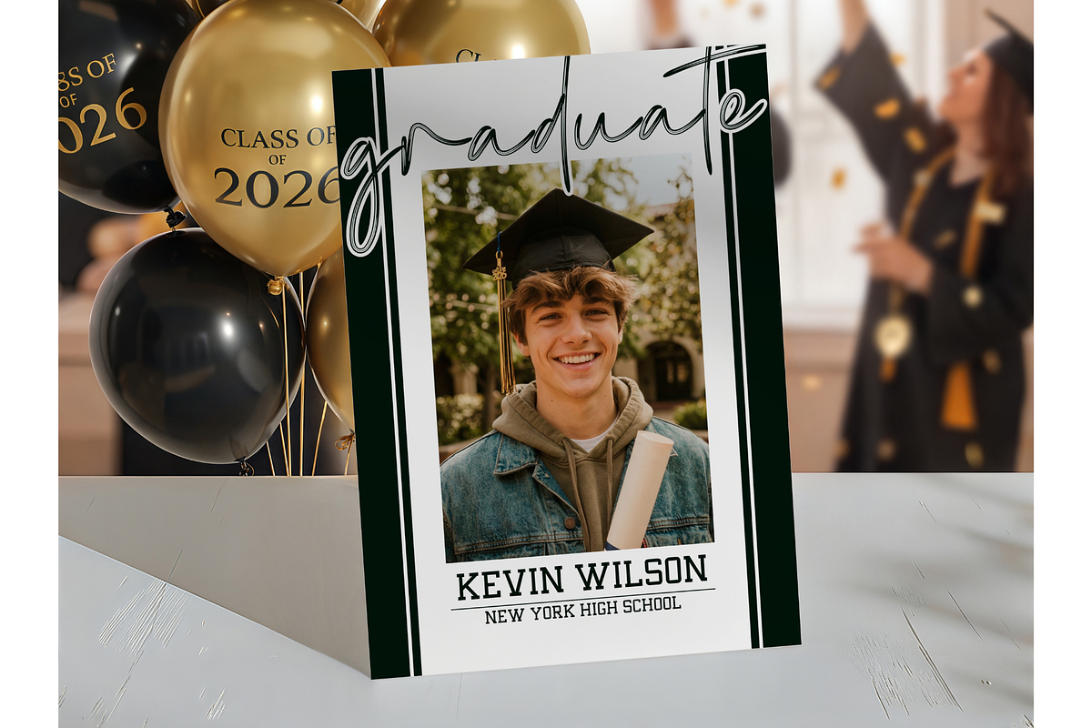 Forest Green Graduation Invitation, a Templates & Theme by VeliusCreativeStudio (Photo 3 of 3)