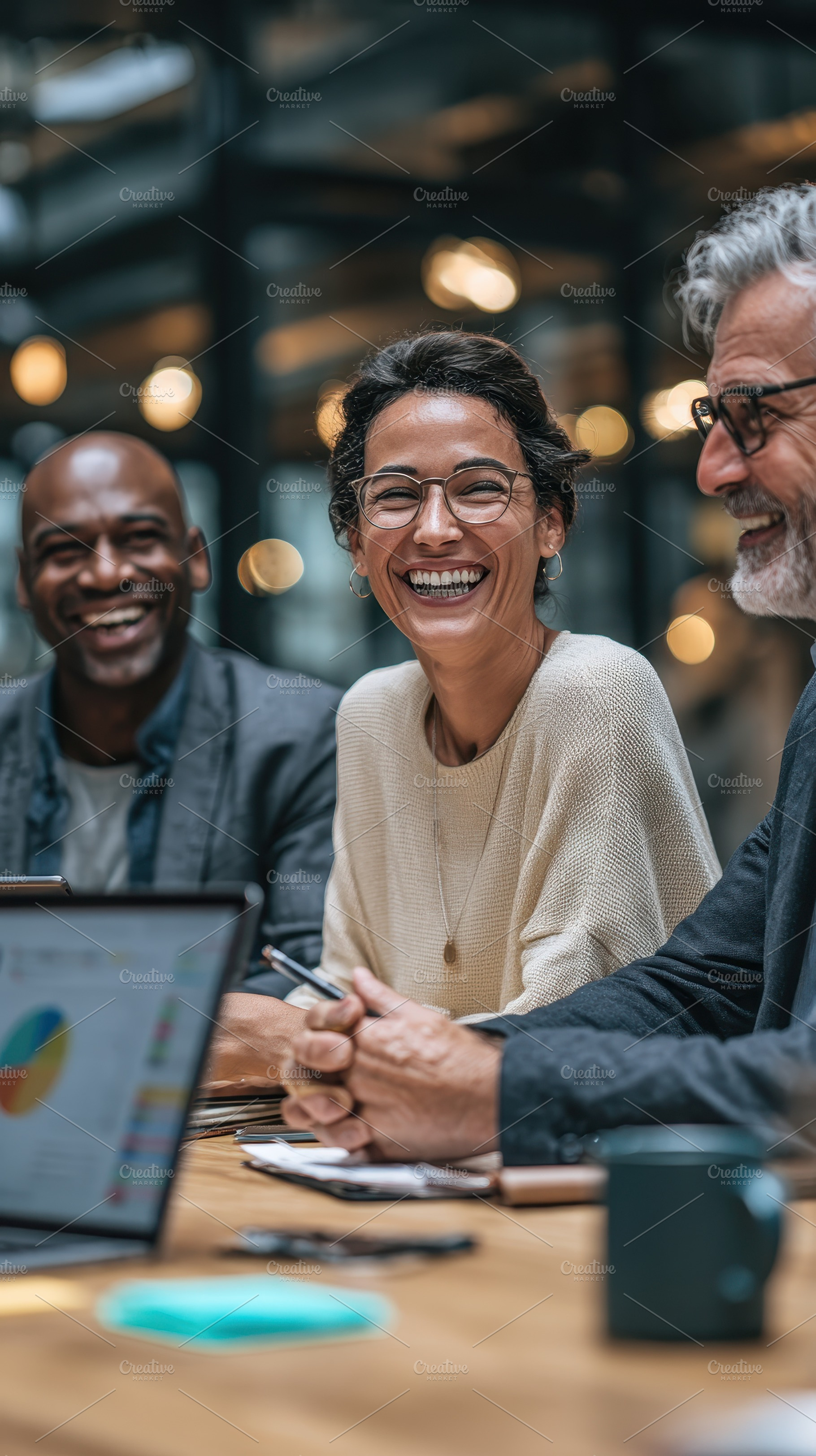 Happy diverse business team meeting, a Photo by Pixeness Studio