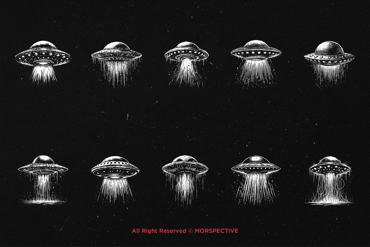10 Bundle Dark Art UFO Plane Alien, an Illustration by Morspective (Photo 6 of 7)