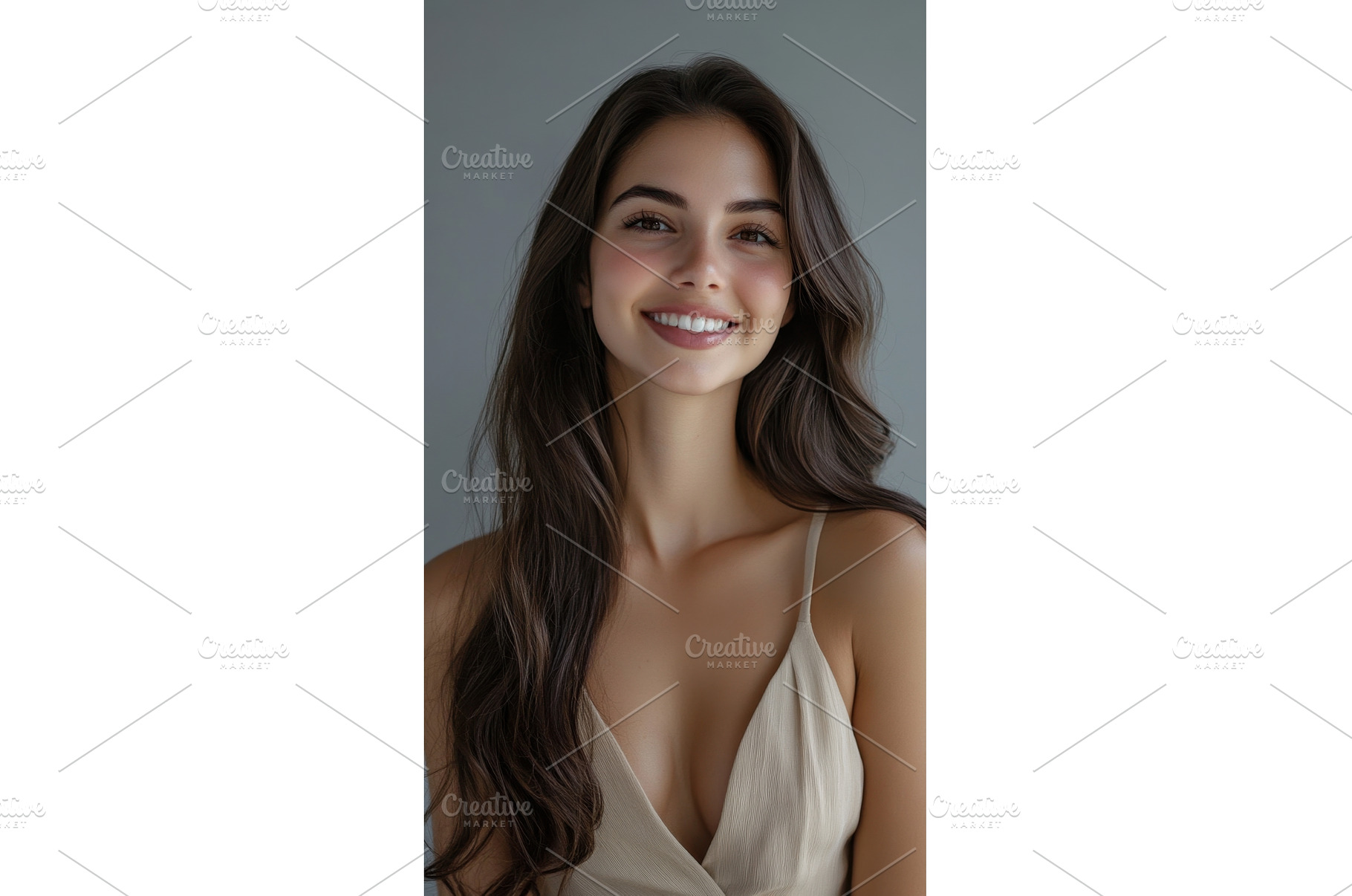 Smiling woman with long hair poses, a Beauty & Fashion Photo by Beautiful things