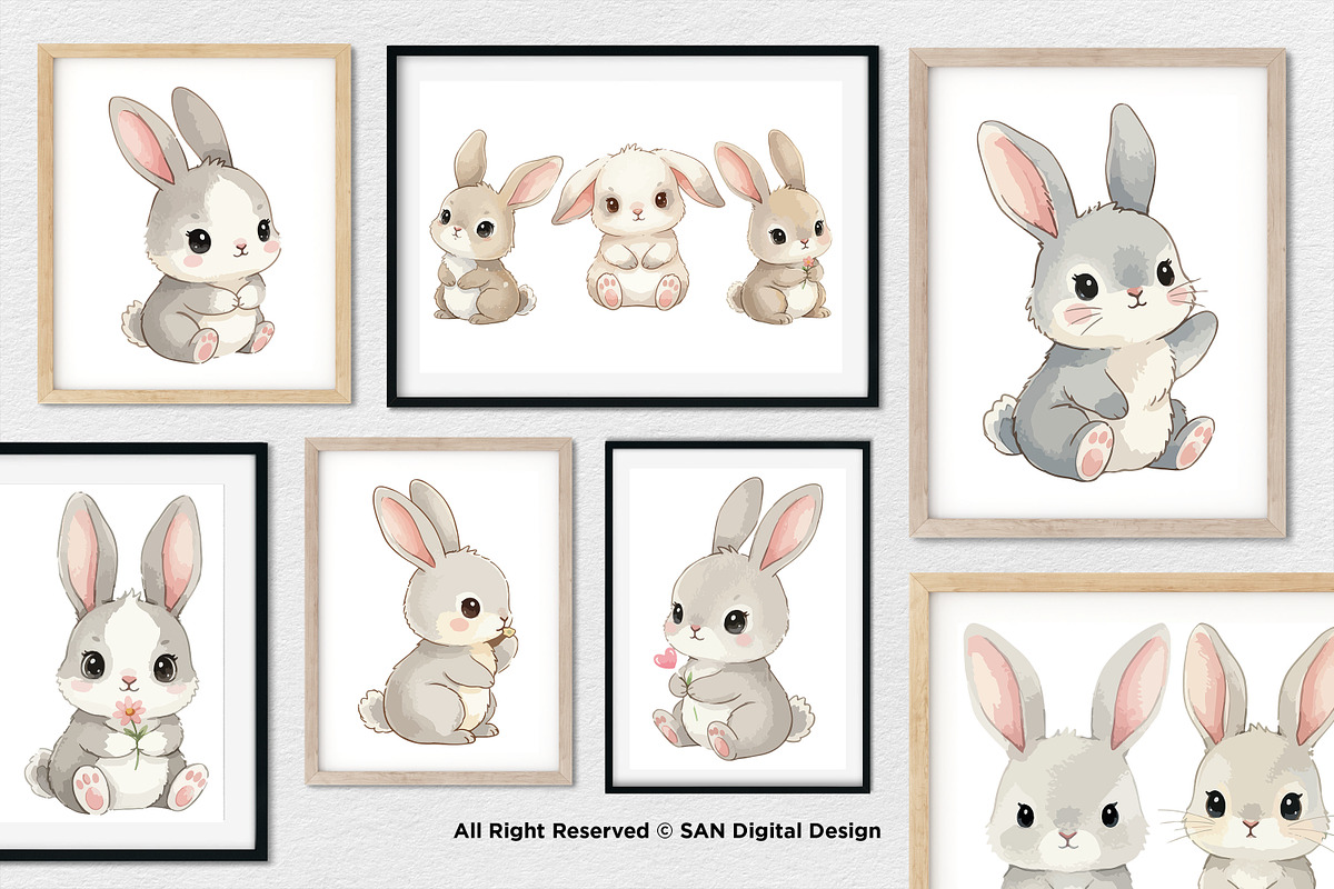 15 Bundle Watercolor Baby Rabbit, an Animal Illustration by Morspective (Photo 4 of 8)