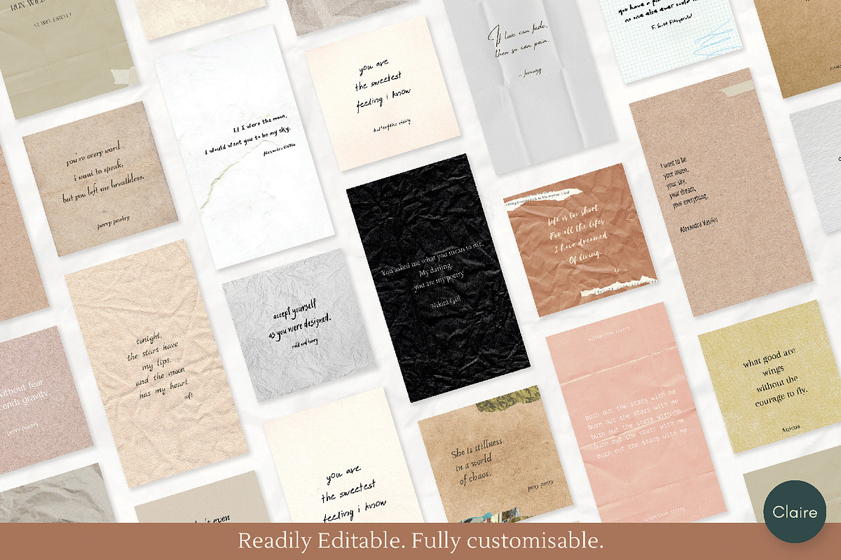 Paper Poem Quotes Pack Canva, a Social Media Template by Clairee Design Studio (Photo 6 of 7)