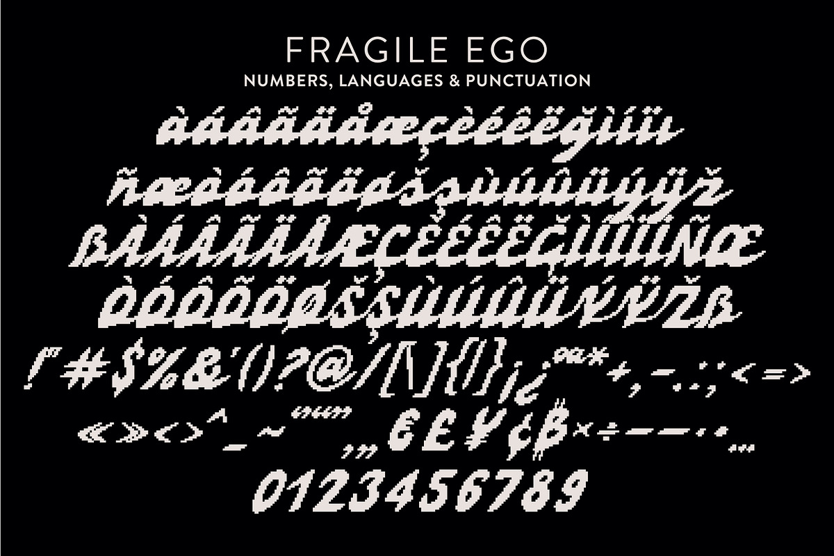 Fragile Ego Pixel Art Glitch Script, a Script Font by Struvictory.art (Photo 7 of 9)