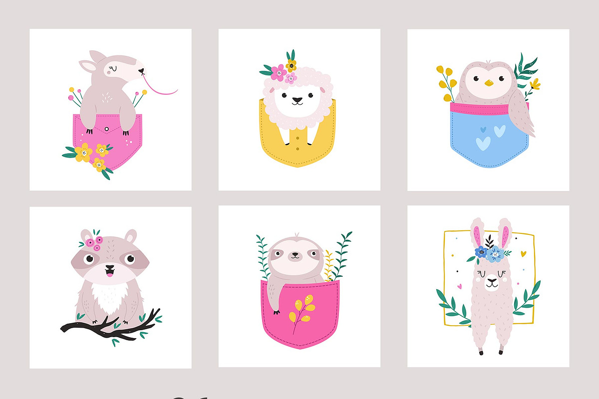 Cute Woodland Animals Vector Set, an Animal Illustration by danceyourlife (Photo 10 of 15)