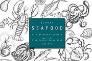 Seafood hand drawn clip art., an Object Graphic by Hand drawn Boutique (Thumbnail 1 of 7)