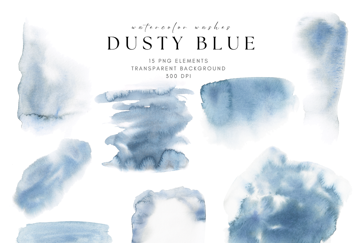 Dusty Blue Watercolor Washes, a Texture Graphic by Kolorata Art (Photo 2 of 5)