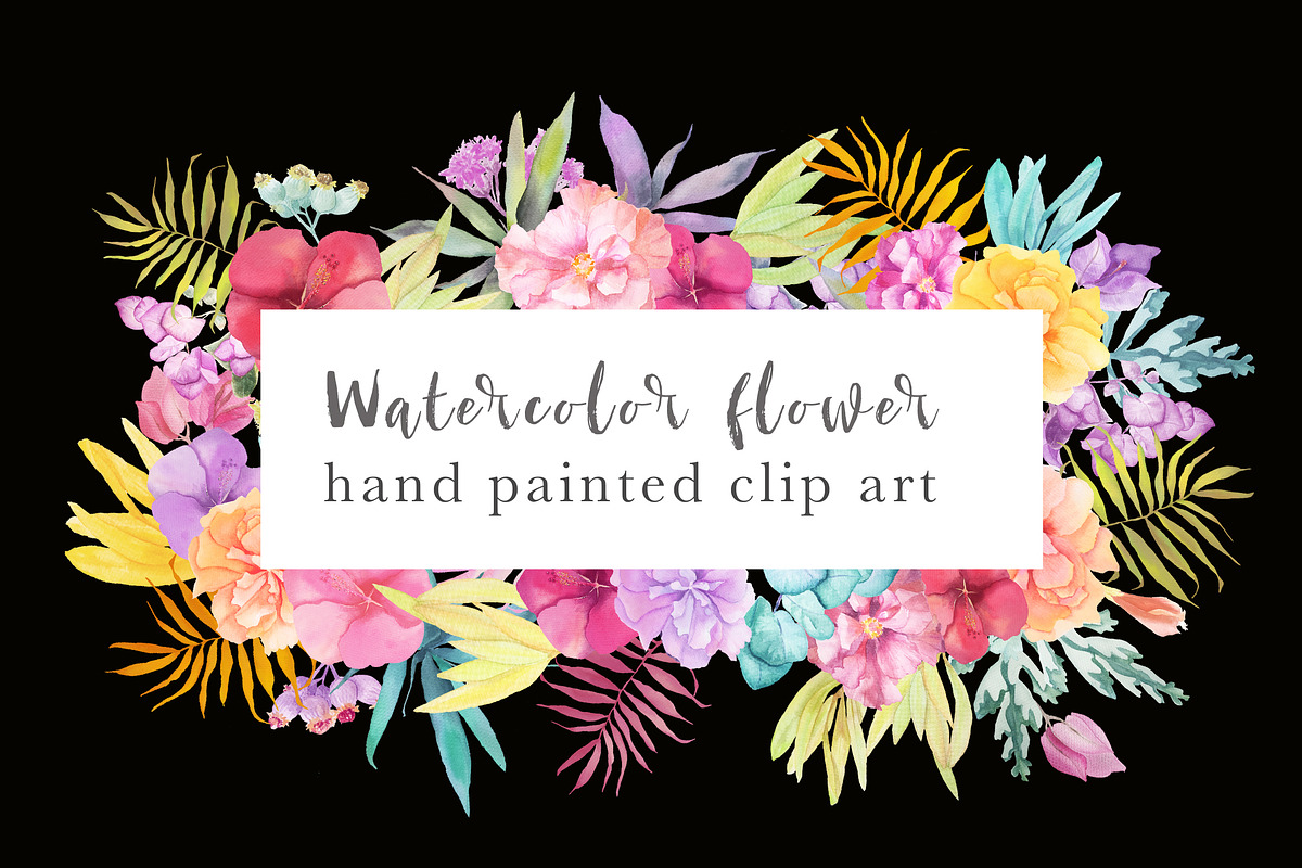 Watercolor flower bundle, an Illustration by GraphicRain (Photo 2 of 9)