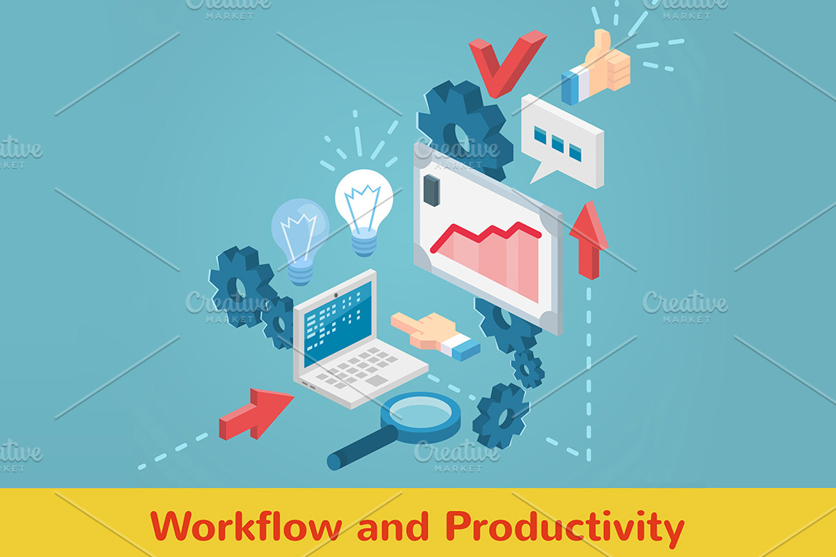 Workflow and productivity set, a Technology Illustration by 4pixel