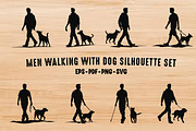 Men Walking with Dog Silhouettes set, a Person Illustration by Gfx Expert Team (Thumbnail 1 of 3)