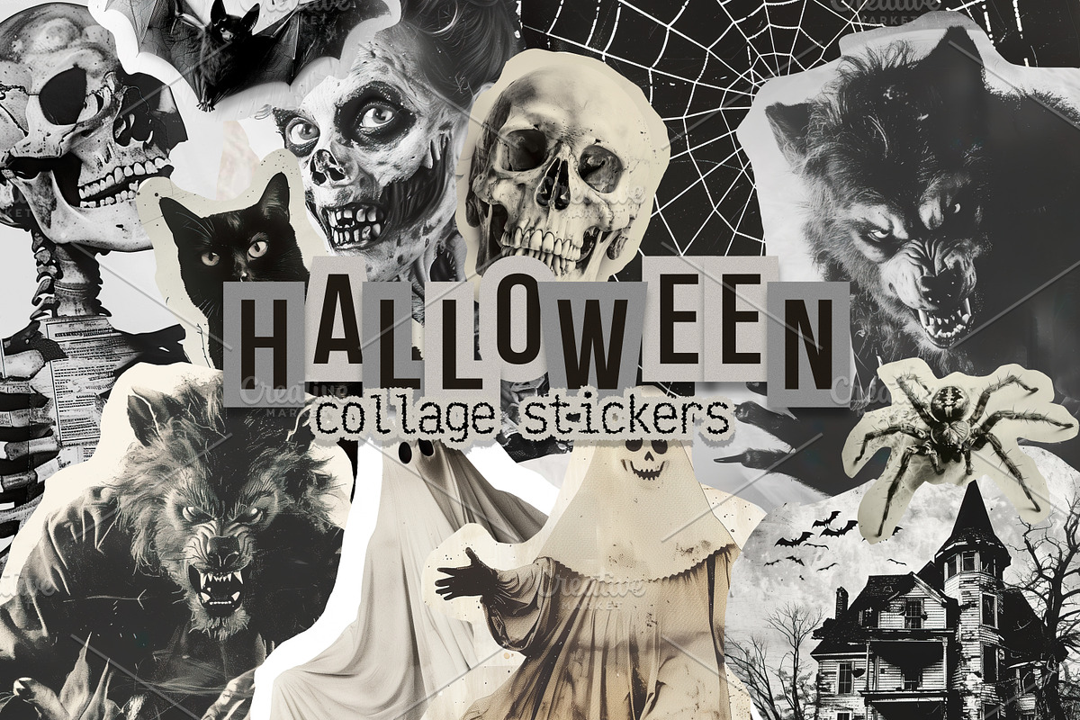 Halloween scrapbook collage stickers, a Seasonal Illustration by Art's and patterns (Photo 1 of 16)