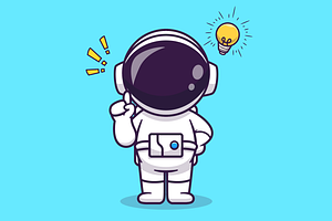 Cute Astronaut Get And Ideas Cartoon, a Technology Illustration by Catalyst Labs