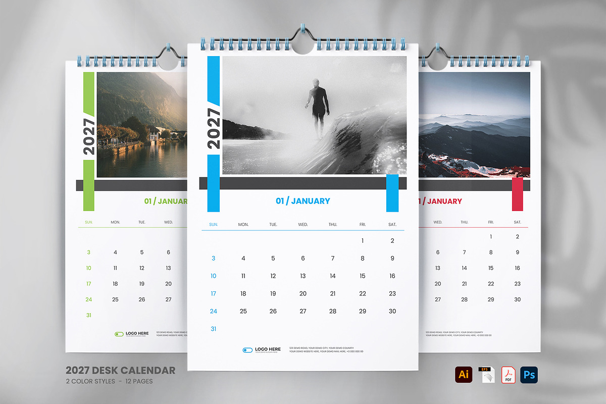 Wall calendar design template, a Stationery Template by Tanmoy Topu (Photo 1 of 5)